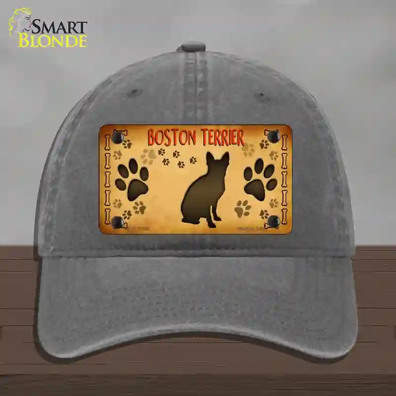 HAT08-MLP-11305 Boston Terrier Novelty License Plate Hat, Unconstructed Cotton - Charcoal