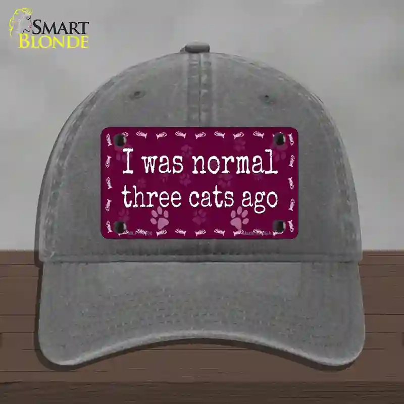 HAT08-MLP-11306 I Was Normal Three Cats Ago Novelty License Plate Hat, Unconstructed Cotton - Charcoal