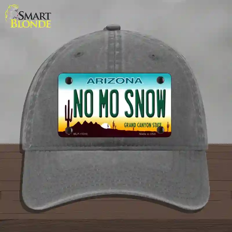HAT08-MLP-11310 No Mo Snow Novelty License Plate Hat, Unconstructed Cotton - Charcoal