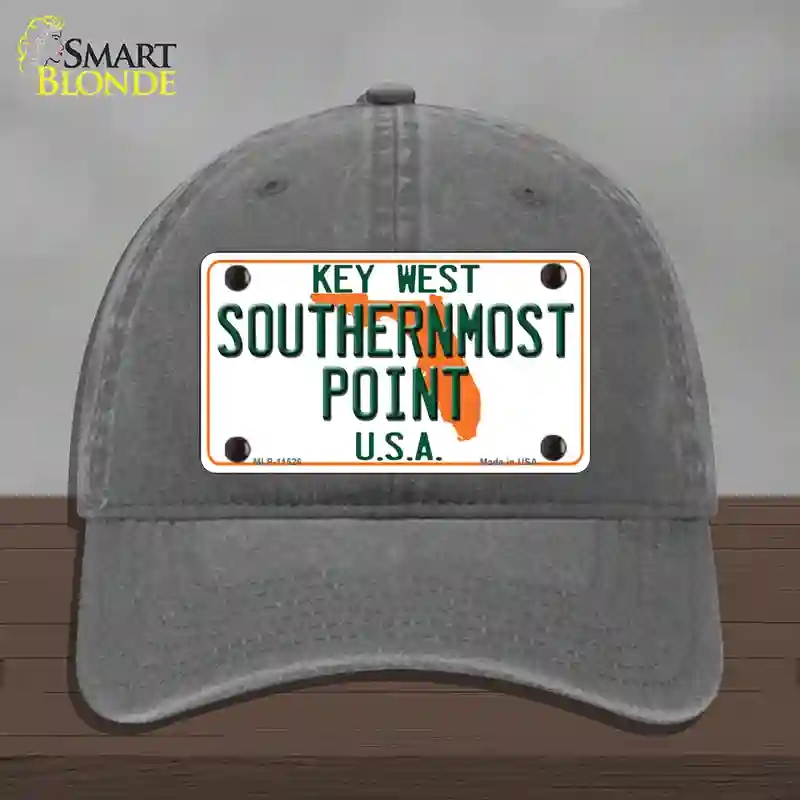 HAT08-MLP-11526 Key West Southernmost Point Novelty License Plate Hat, Unconstructed Cotton - Charcoal