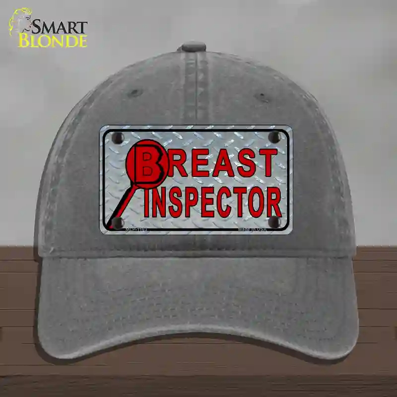 HAT08-MLP-1163 Breast Inspector Novelty License Plate Hat, Unconstructed Cotton - Charcoal