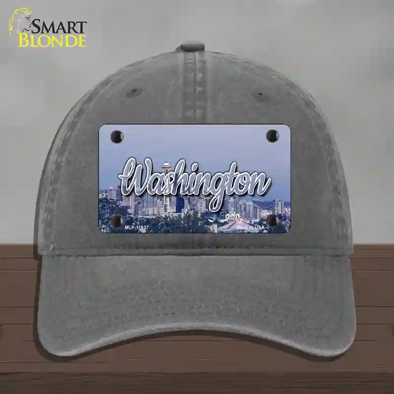 HAT08-MLP-11637 Washington Space Needle State Novelty License Plate Hat, Unconstructed Cotton - Charcoal