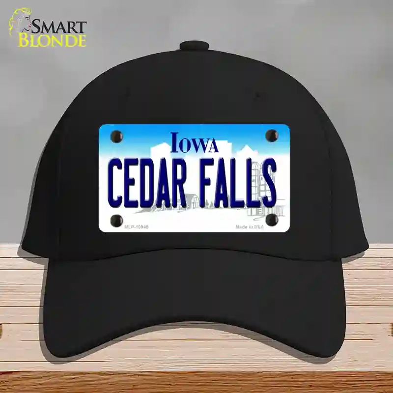 HAT03-MLP-10945 Cedar Falls Iowa Novelty License Plate Hat, Cotton - Black