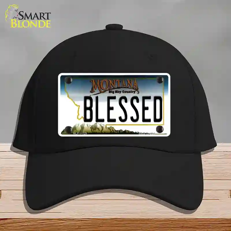 HAT03-MLP-11120 Blessed Montana State Novelty License Plate Hat, Cotton - Black