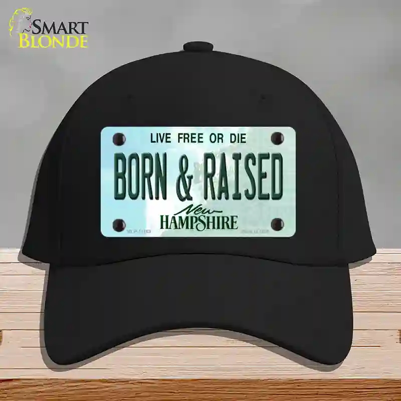 HAT03-MLP-11169 Born & Raised   Hampshire State Novelty License Plate Hat, Cotton - Black