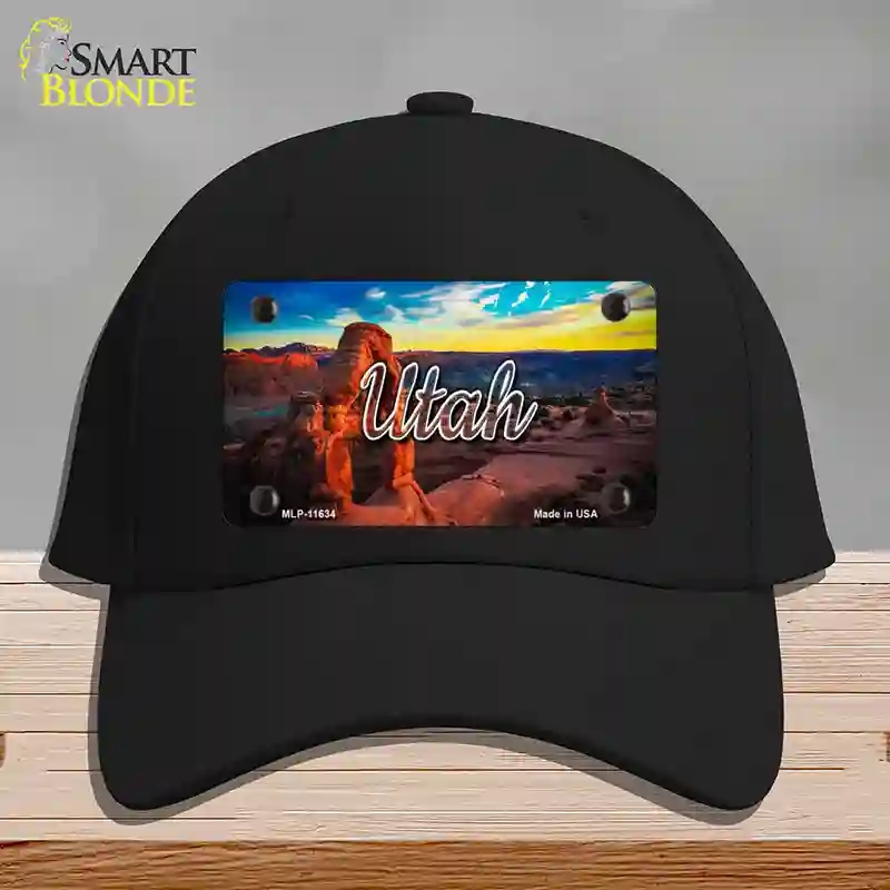 HAT03-MLP-11634 Utah Canyon Arch State Novelty License Plate Hat, Cotton - Black