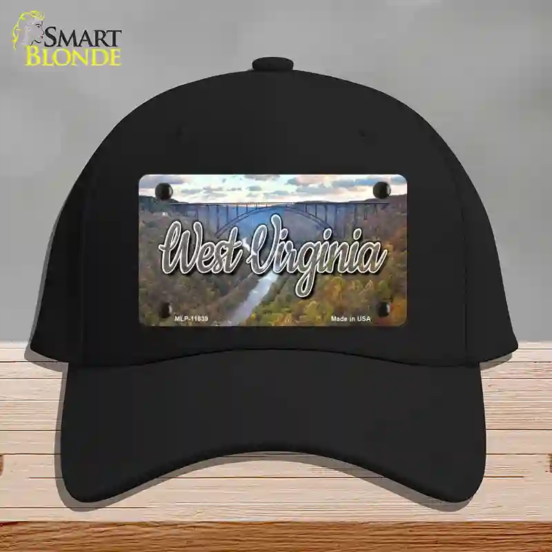 HAT03-MLP-11639 West Virginia River Bridge State Novelty License Plate Hat, Cotton - Black