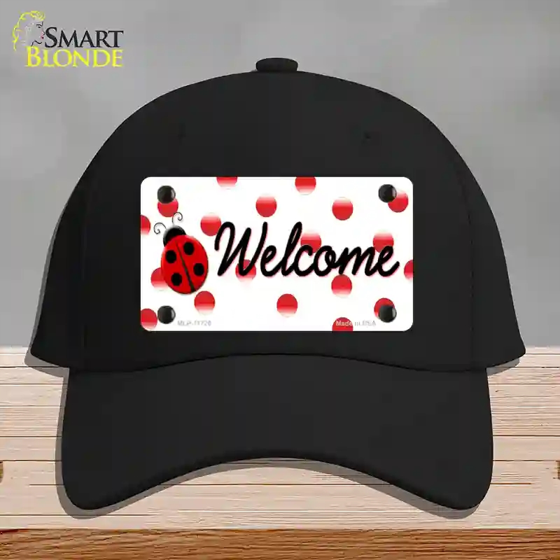 HAT03-MLP-11726 Welcome Ladybug Novelty License Plate Hat, Cotton - Black