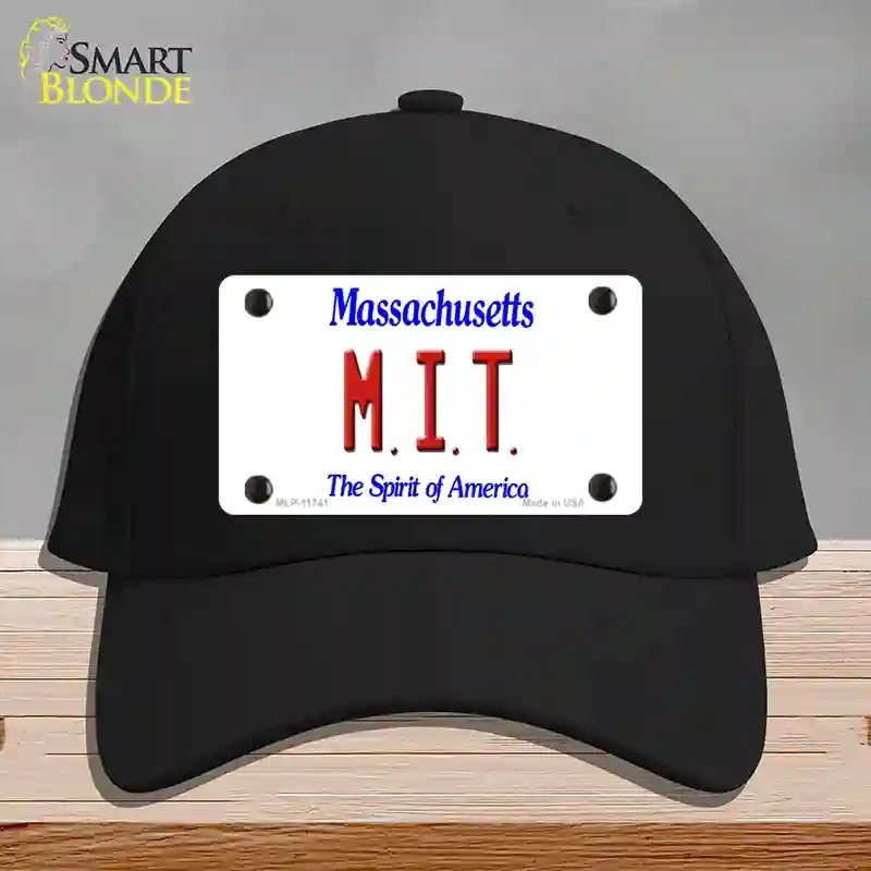 HAT03-MLP-11741 MIT Massachusetts State Novelty License Plate Hat, Cotton - Black