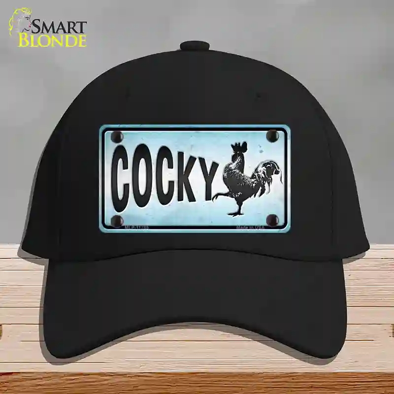 HAT03-MLP-11785 Cocky Chicken Novelty License Plate Hat, Cotton - Black