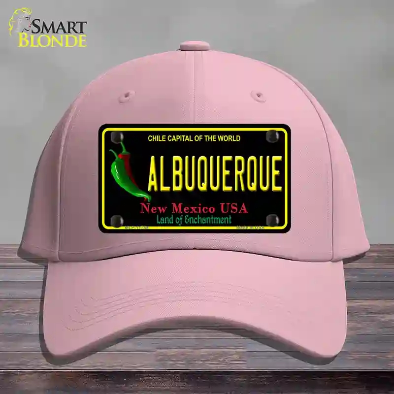 HAT05-MLP-11754 Albuquerque   Mexico Black State Novelty License Plate Hat, Cotton - Pink