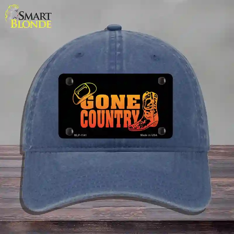 HAT11-MLP-1141 Gone Country Novelty License Plate Hat, Unconstructed Cotton - Navy