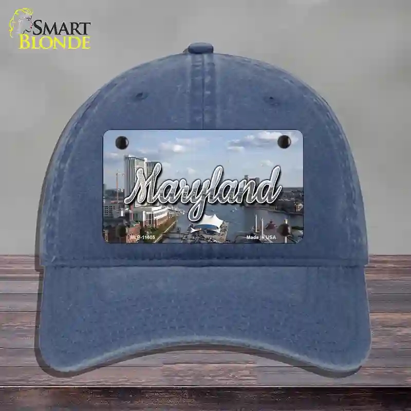 HAT11-MLP-11605 Maryland River Skyline State Novelty License Plate Hat, Unconstructed Cotton - Navy