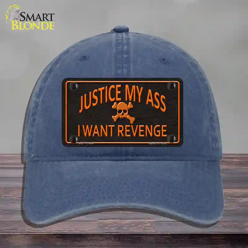 HAT11-MLP-11646 Justice My Ass Novelty License Plate Hat, Unconstructed Cotton - Navy