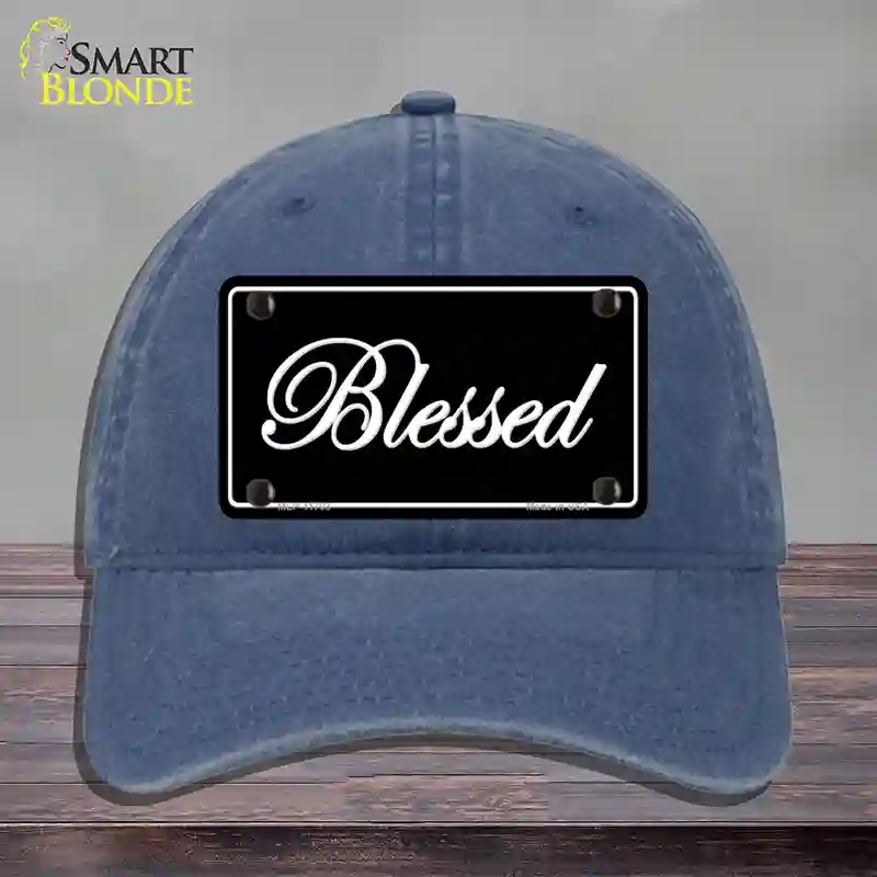 HAT11-MLP-11703 Blessed Black Novelty License Plate Hat, Unconstructed Cotton - Navy