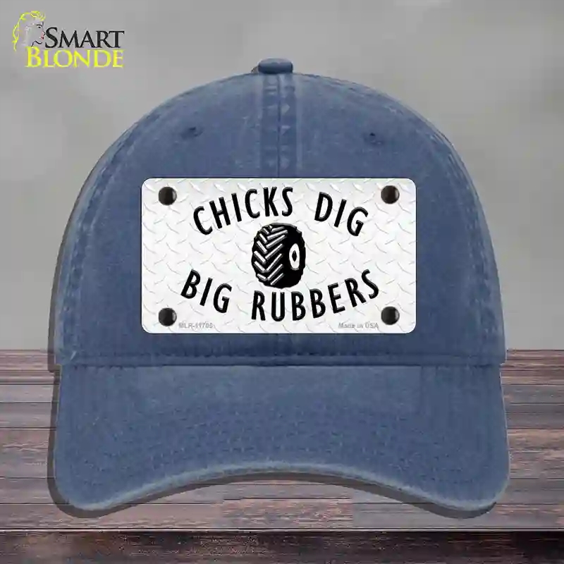 HAT11-MLP-11705 Chicks Dig Big Rubbers Novelty License Plate Hat, Unconstructed Cotton - Navy