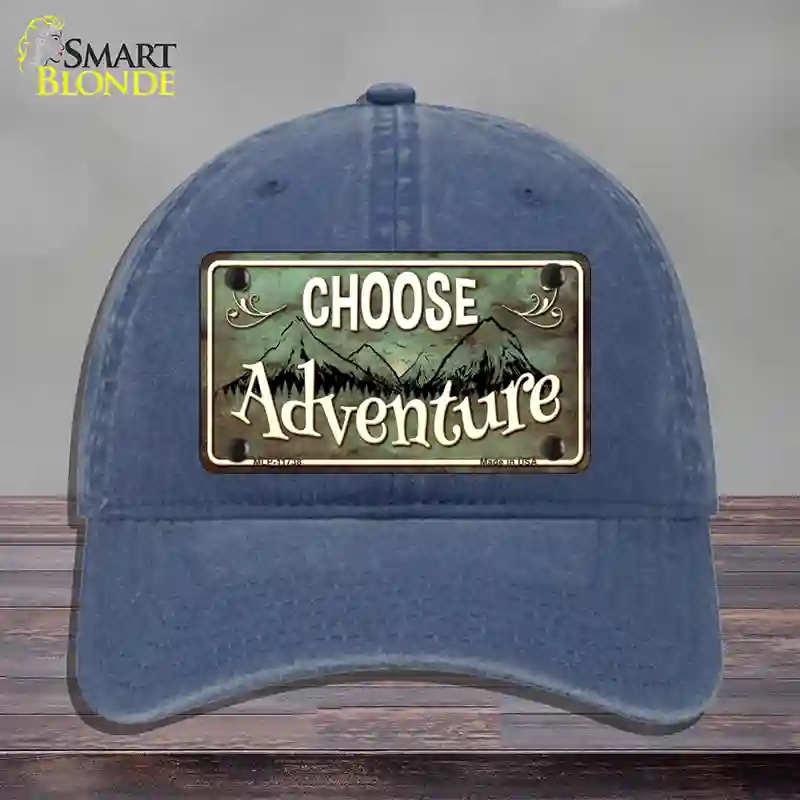 HAT11-MLP-11738 Choose Adventure Novelty License Plate Hat, Unconstructed Cotton - Navy