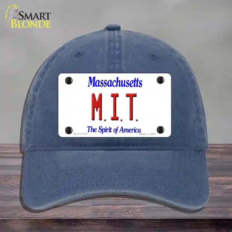 HAT11-MLP-11741 MIT Massachusetts State Novelty License Plate Hat, Unconstructed Cotton - Navy