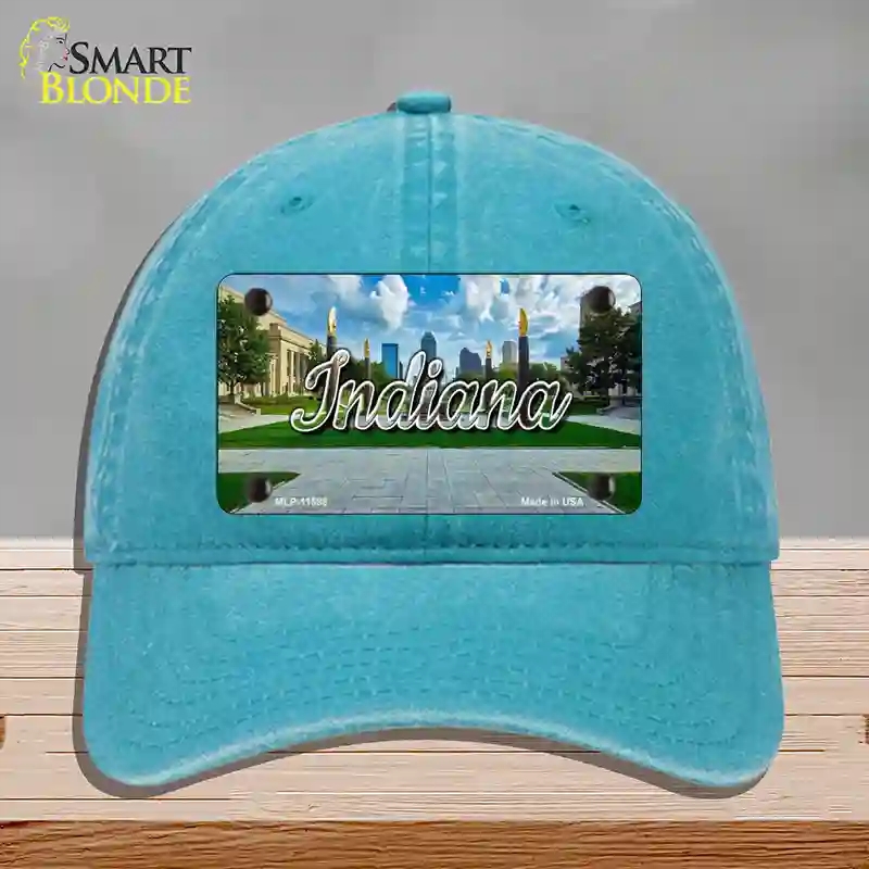 HAT10-MLP-11598 Indiana Sunny Park State Novelty License Plate Hat, Unconstructed Cotton - Lake Blue