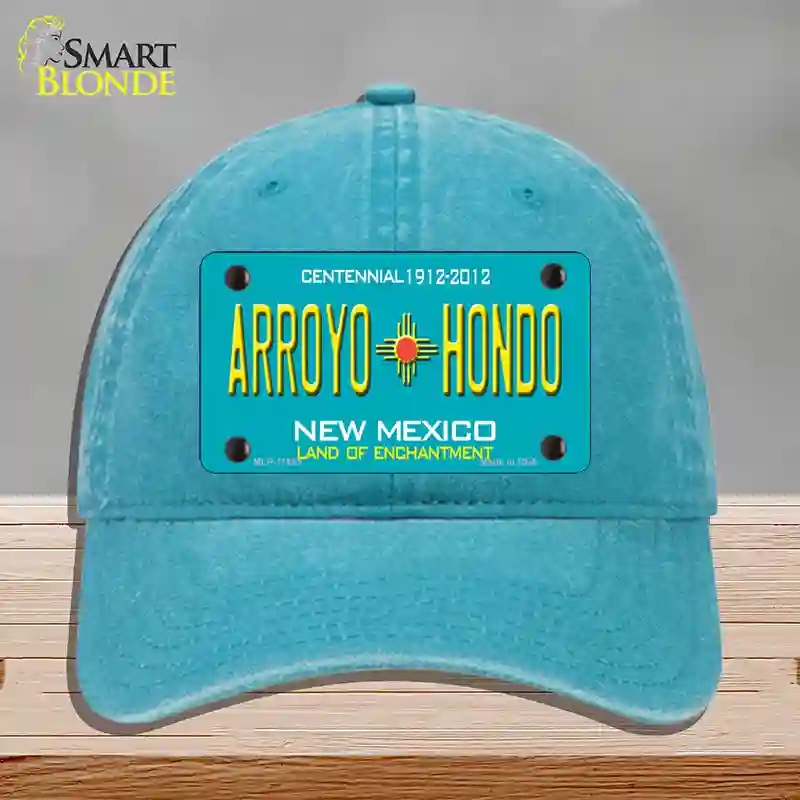 HAT10-MLP-11653 Arroyo Hondo Teal   Mexico Novelty License Plate Hat, Unconstructed Cotton - Lake Blue