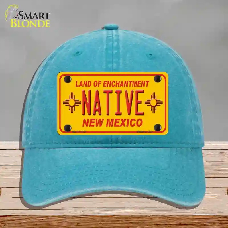 HAT10-MLP-11735 Native   Mexico Yellow State Novelty License Plate Hat, Unconstructed Cotton - Lake Blue