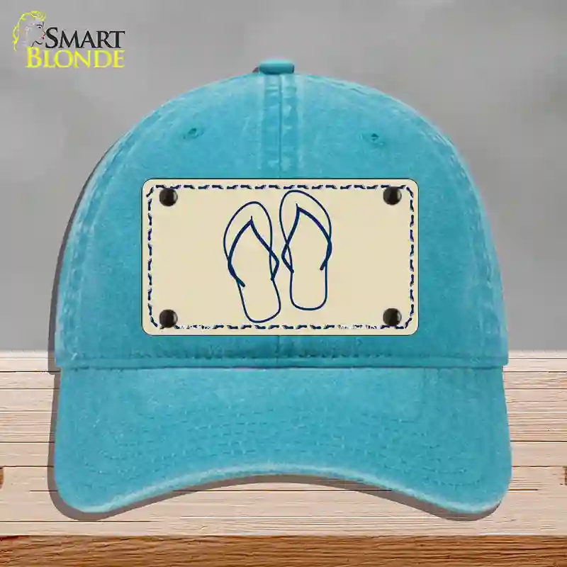 HAT10-MLP-1178 Flip Flops Novelty License Plate Hat, Unconstructed Cotton - Lake Blue