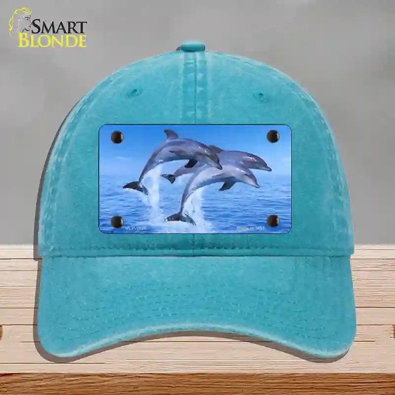 HAT10-MLP-1186 Dolphins Novelty License Plate Hat, Unconstructed Cotton - Lake Blue