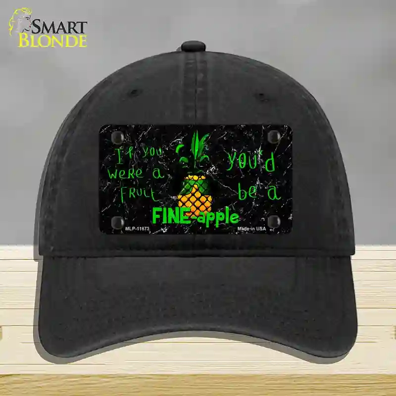 HAT07-MLP-11873 Fineapple Novelty License Plate Hat, Unconstructed Cotton - Black
