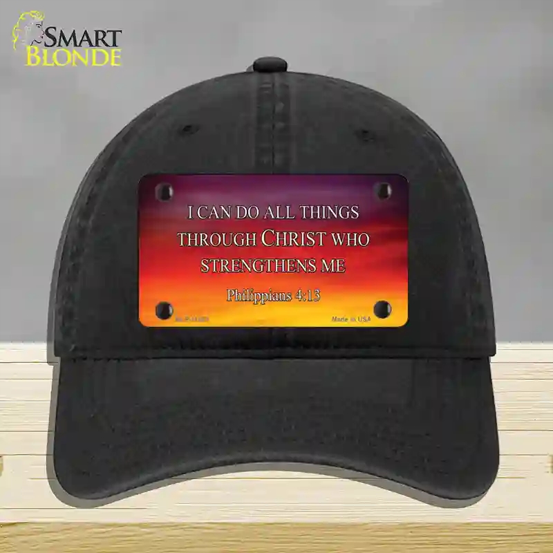 HAT07-MLP-11885 Philippians 4 13 Novelty License Plate Hat, Unconstructed Cotton - Black