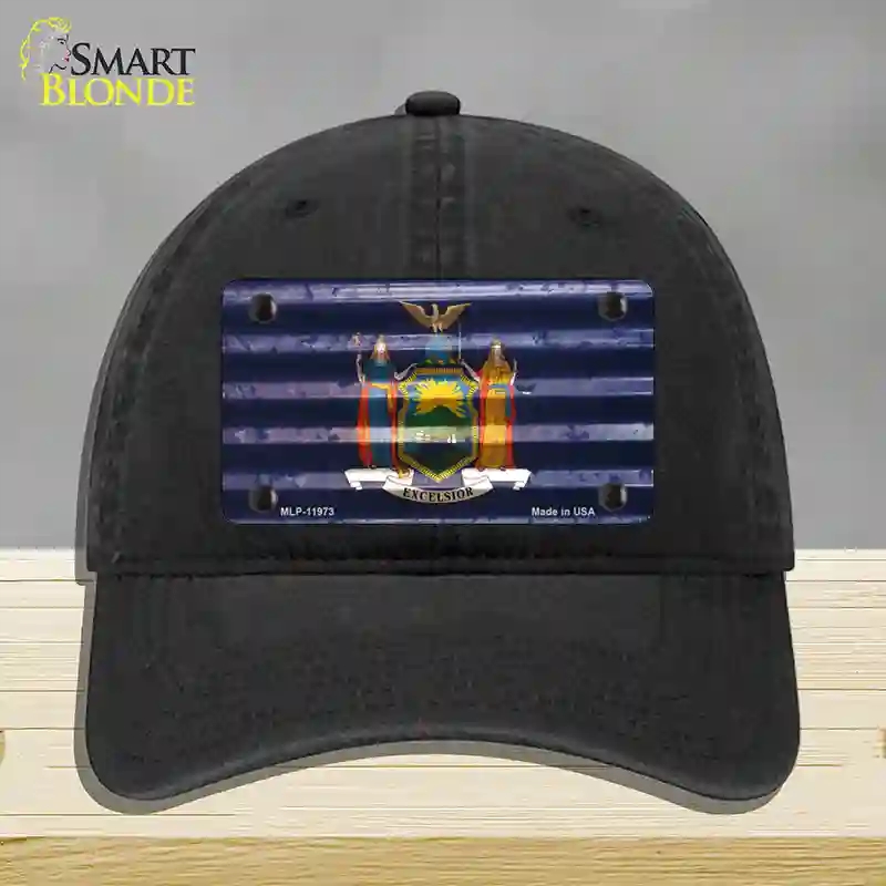 HAT07-MLP-11973   York Corrugated Flag Novelty License Plate Hat, Unconstructed Cotton - Black