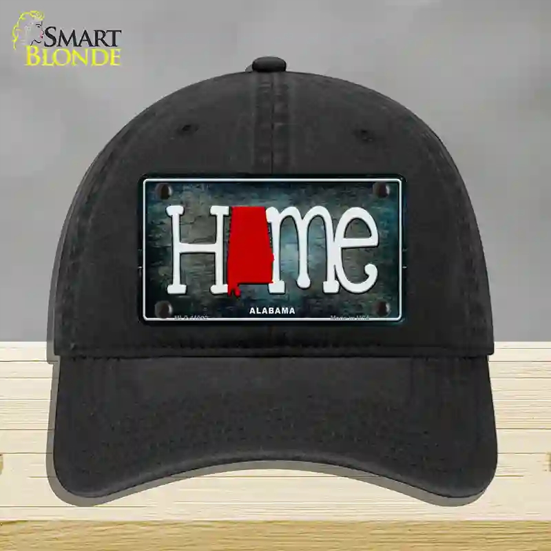 HAT07-MLP-11992 Alabama Home State Outline Novelty License Plate Hat, Unconstructed Cotton - Black