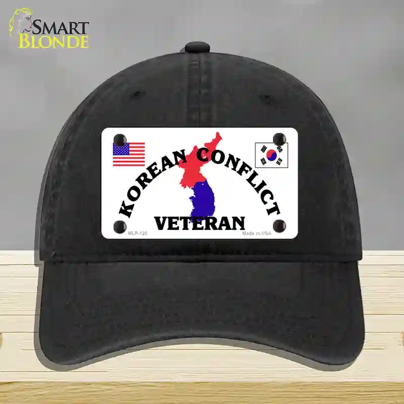 HAT07-MLP-120 Korean Conflict Veteran Novelty License Plate Hat, Unconstructed Cotton - Black