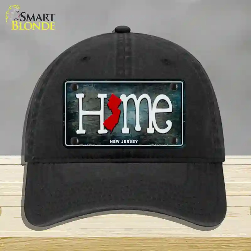 HAT07-MLP-12021   Jersey Home State Outline Novelty License Plate Hat, Unconstructed Cotton - Black