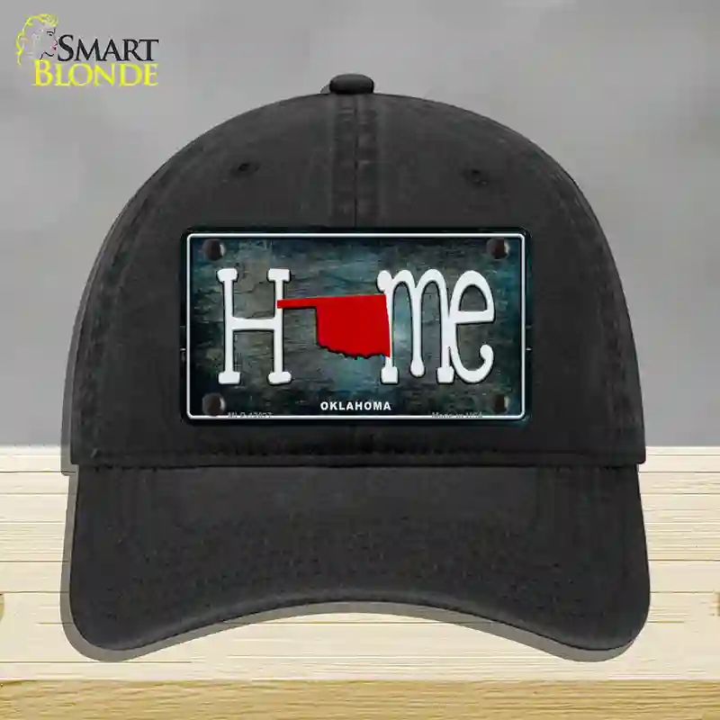 HAT07-MLP-12027 Oklahoma Home State Outline Novelty License Plate Hat, Unconstructed Cotton - Black