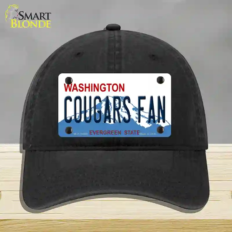 HAT07-MLP-12058 Washington Cougars Fan Novelty License Plate Hat, Unconstructed Cotton - Black