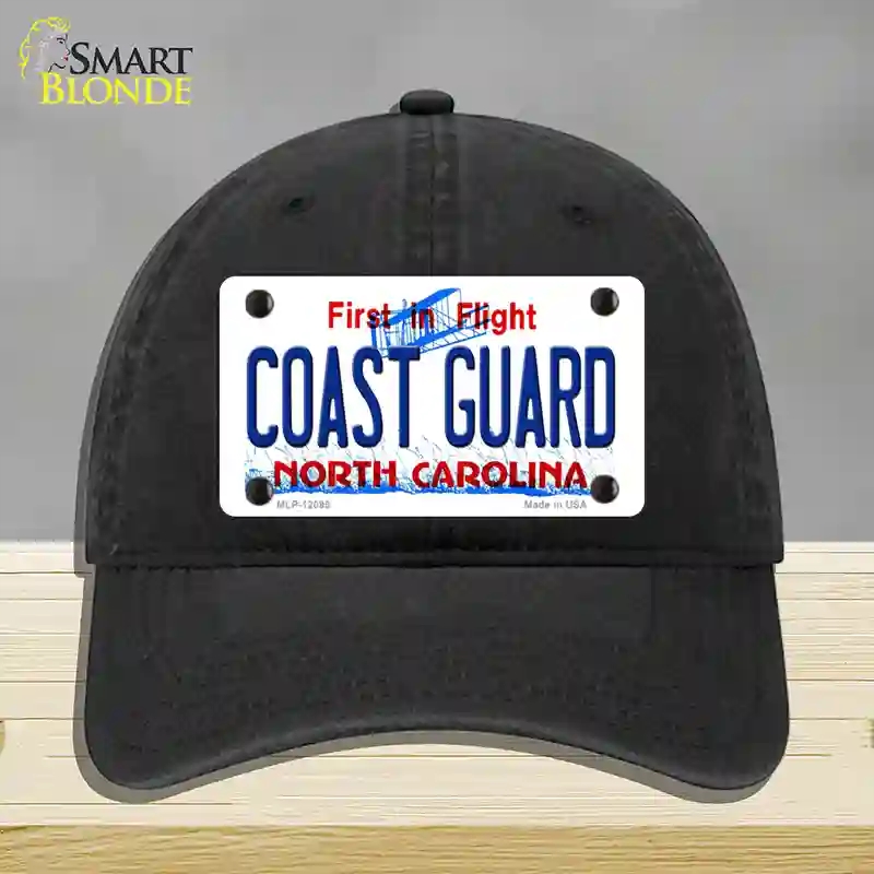 HAT07-MLP-12095 Coast Guard North Carolina State Novelty License Plate Hat, Unconstructed Cotton - Black