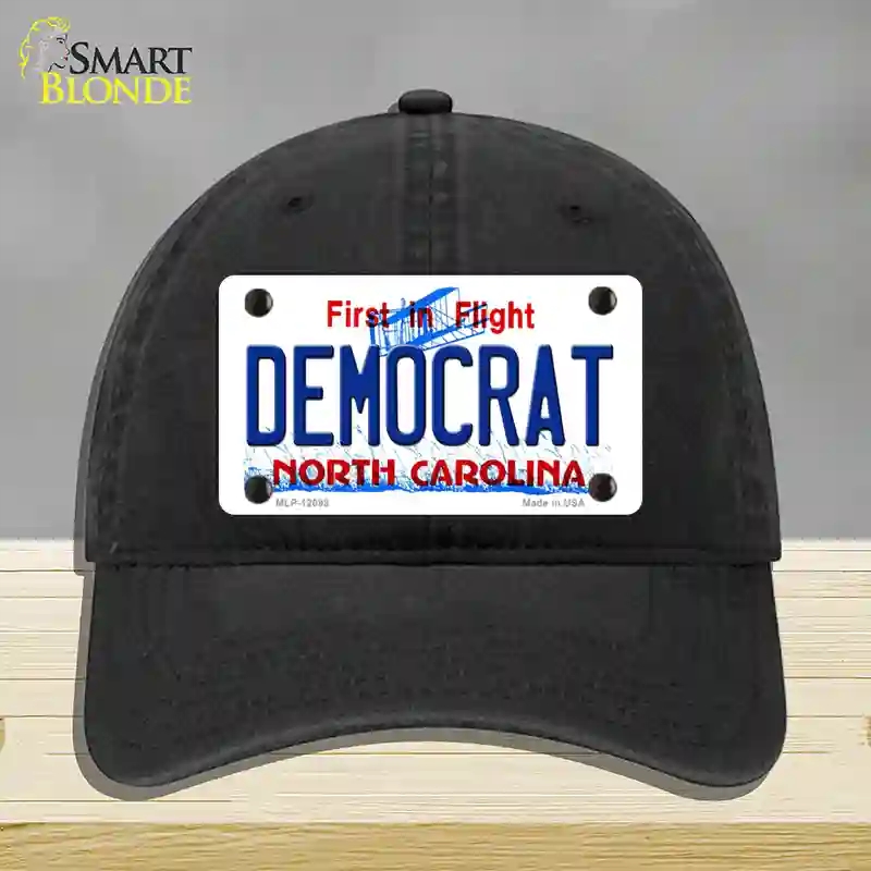 HAT07-MLP-12098 Democrat North Carolina State Novelty License Plate Hat, Unconstructed Cotton - Black