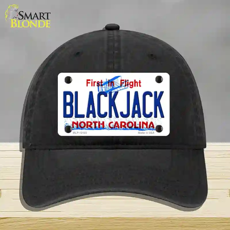 HAT07-MLP-12102 Blackjack North Carolina State Novelty License Plate Hat, Unconstructed Cotton - Black