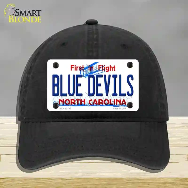 HAT07-MLP-12107 Blue Devils North Carolina State Novelty License Plate Hat, Unconstructed Cotton - Black