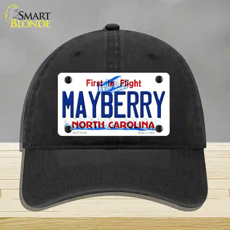 HAT07-MLP-12128 Mayberry North Carolina State Novelty License Plate Hat, Unconstructed Cotton - Black