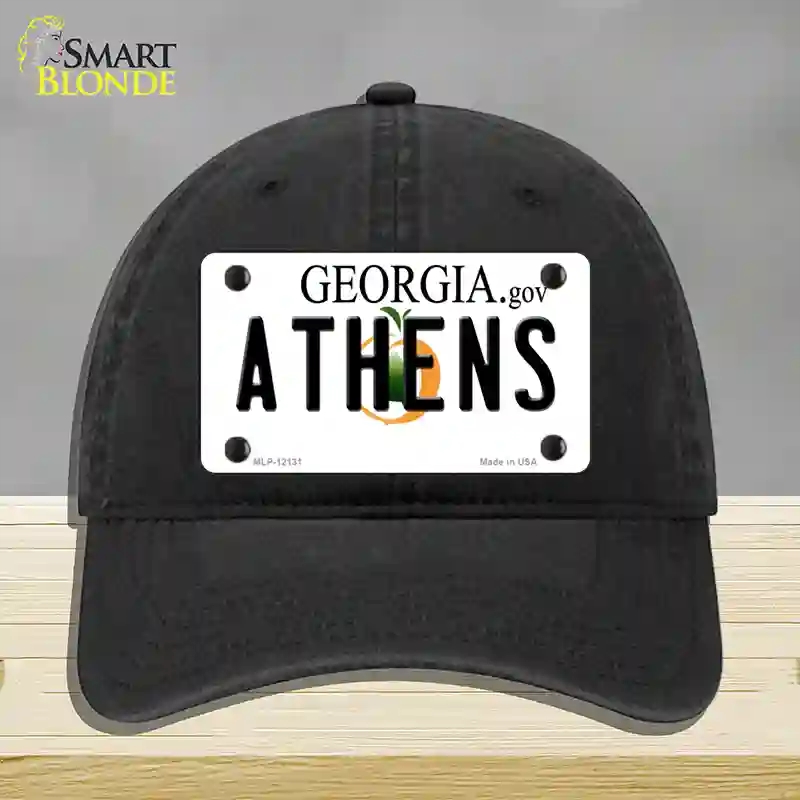 HAT07-MLP-12131 Athens Georgia State Novelty License Plate Hat, Unconstructed Cotton - Black