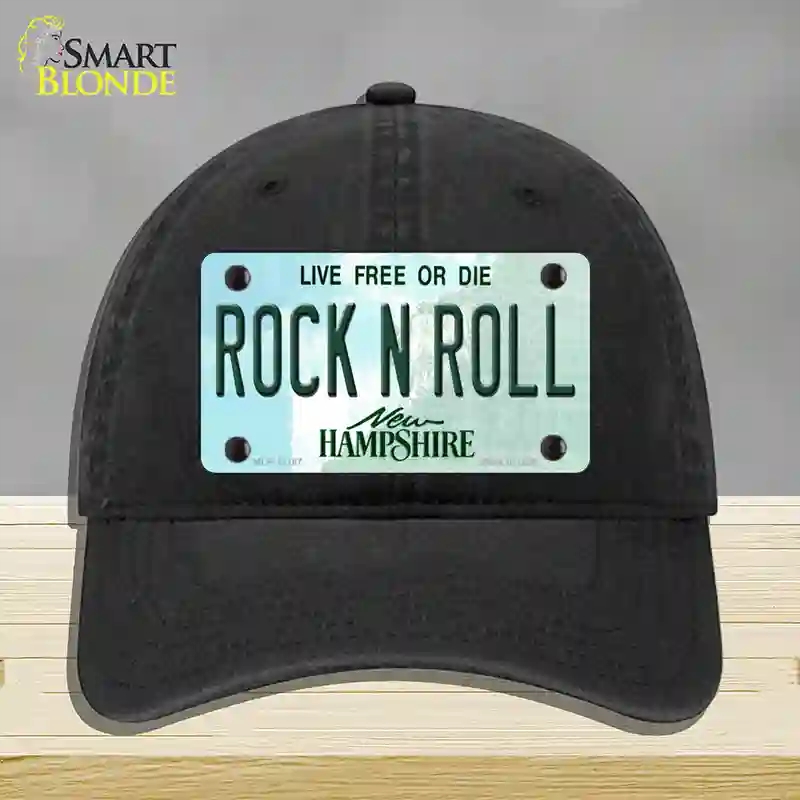 HAT07-MLP-12167 Rock N Roll   Hampshire Novelty License Plate Hat, Unconstructed Cotton - Black