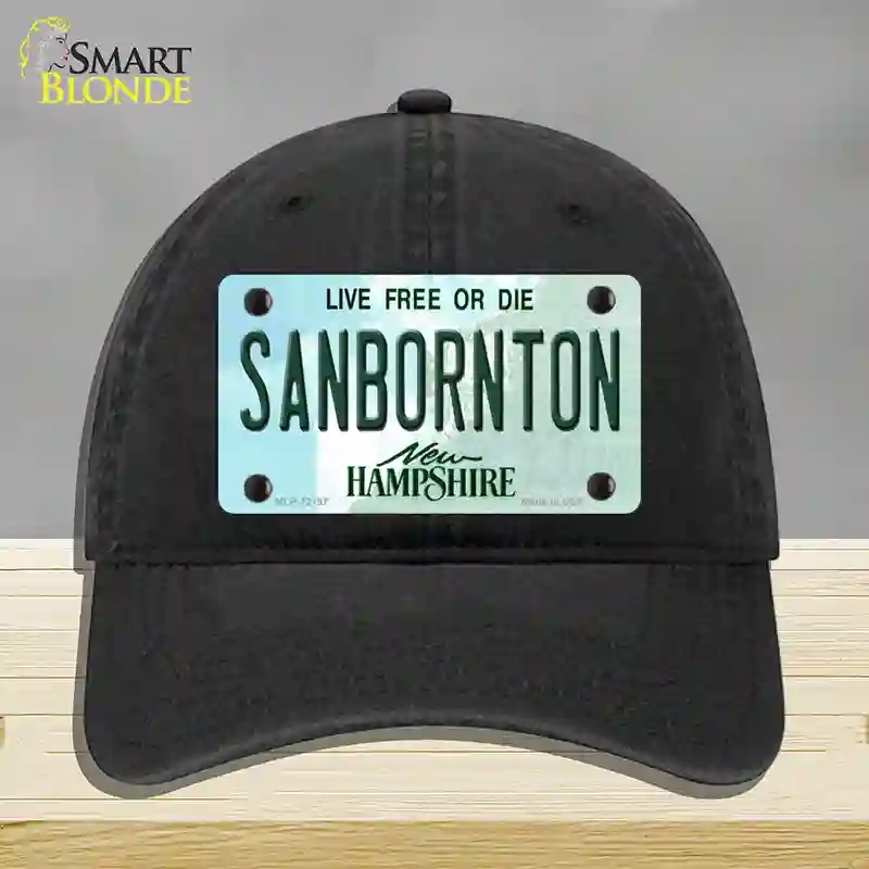 HAT07-MLP-12197 Sanbornton   Hampshire Novelty License Plate Hat, Unconstructed Cotton - Black