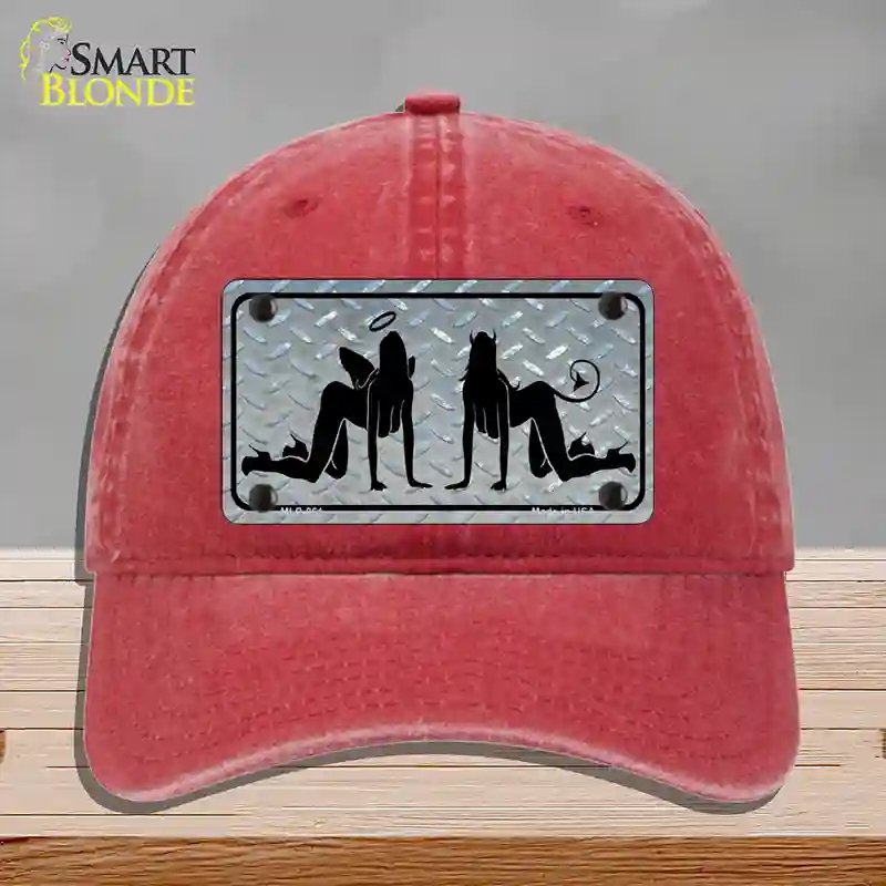 HAT13-MLP-061 Angel & Devil Novelty License Plate Hat, Unconstructed Cotton - Red