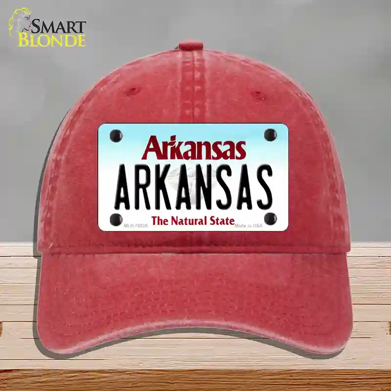 HAT13-MLP-10025 Arkansas Diamond Novelty License Plate Hat, Unconstructed Cotton - Red