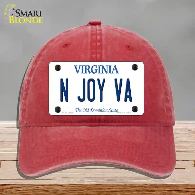 HAT13-MLP-10115 N Joy VA Virginia Novelty License Plate Hat, Unconstructed Cotton - Red