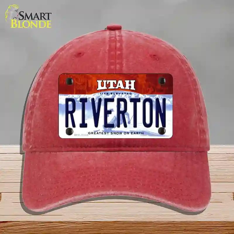 HAT13-MLP-10195 Riverton Utah Novelty License Plate Hat, Unconstructed Cotton - Red