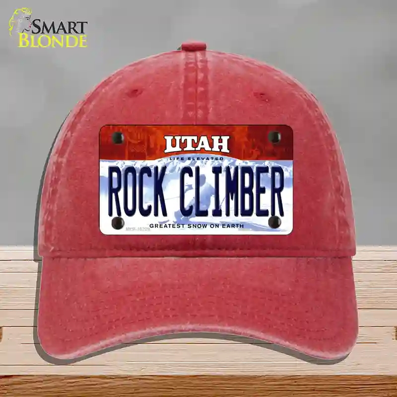 HAT13-MLP-10229 Rock Climber Utah Novelty License Plate Hat, Unconstructed Cotton - Red