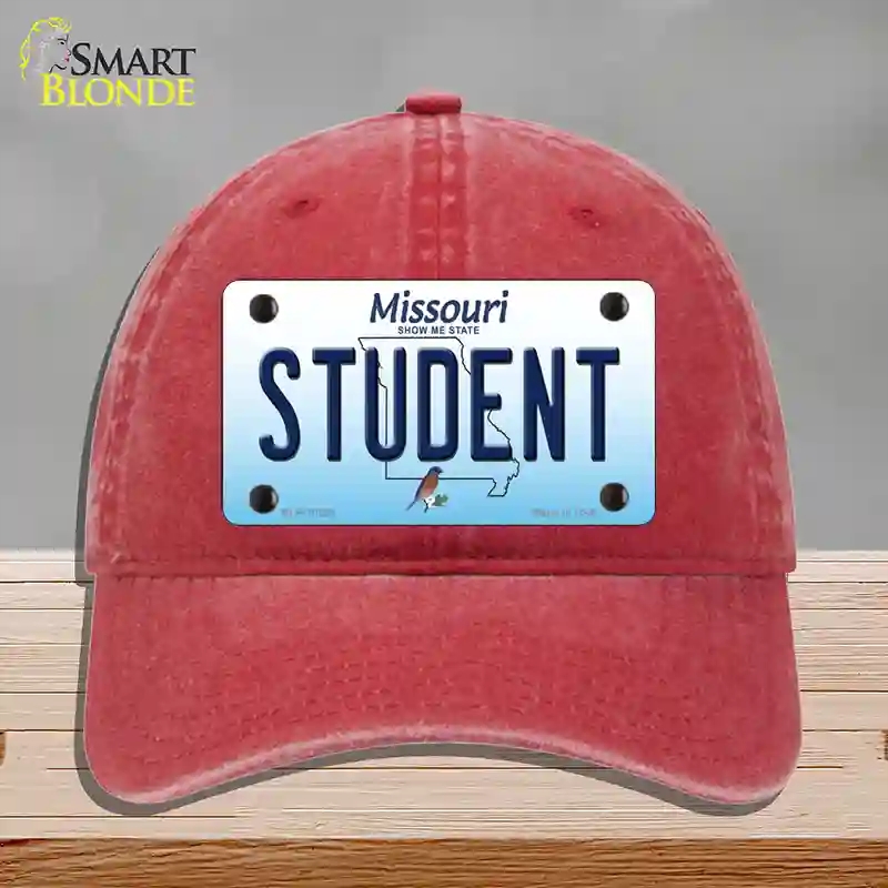 HAT13-MLP-10258 Student Missouri Novelty License Plate Hat, Unconstructed Cotton - Red