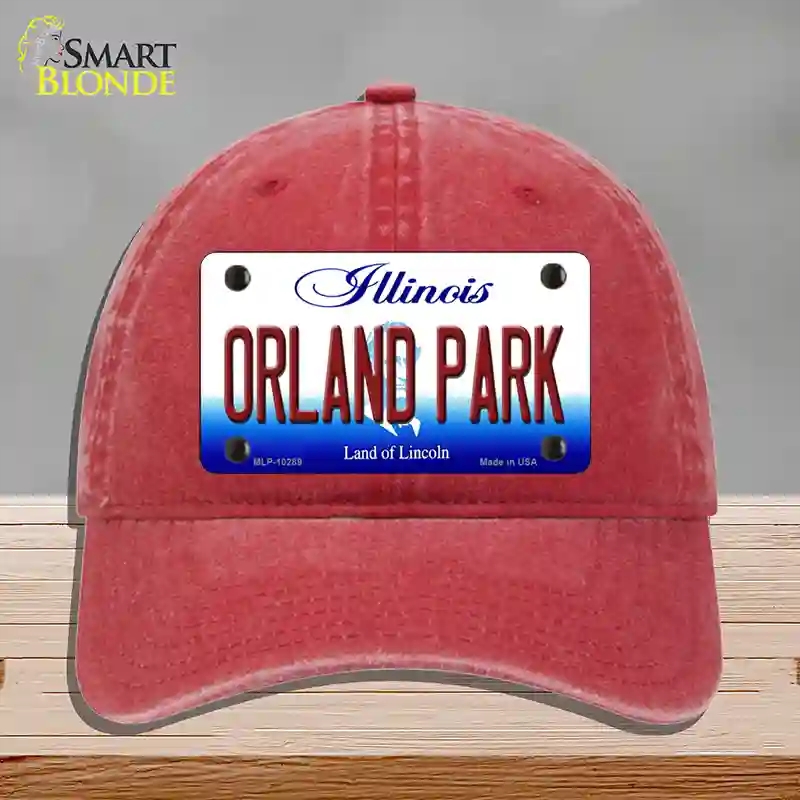 HAT13-MLP-10289 Orland Park Illinois Novelty License Plate Hat, Unconstructed Cotton - Red